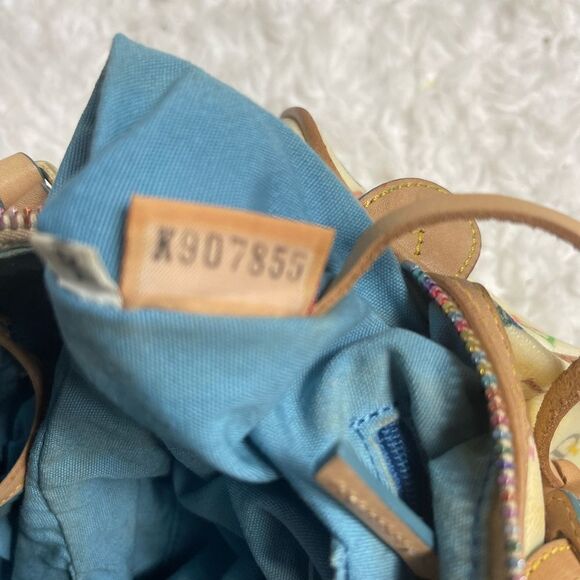 Dooney & Bourke PVC Multi color logo Bagette shoulder bag. Tan leather trims - Picture 10 of 16